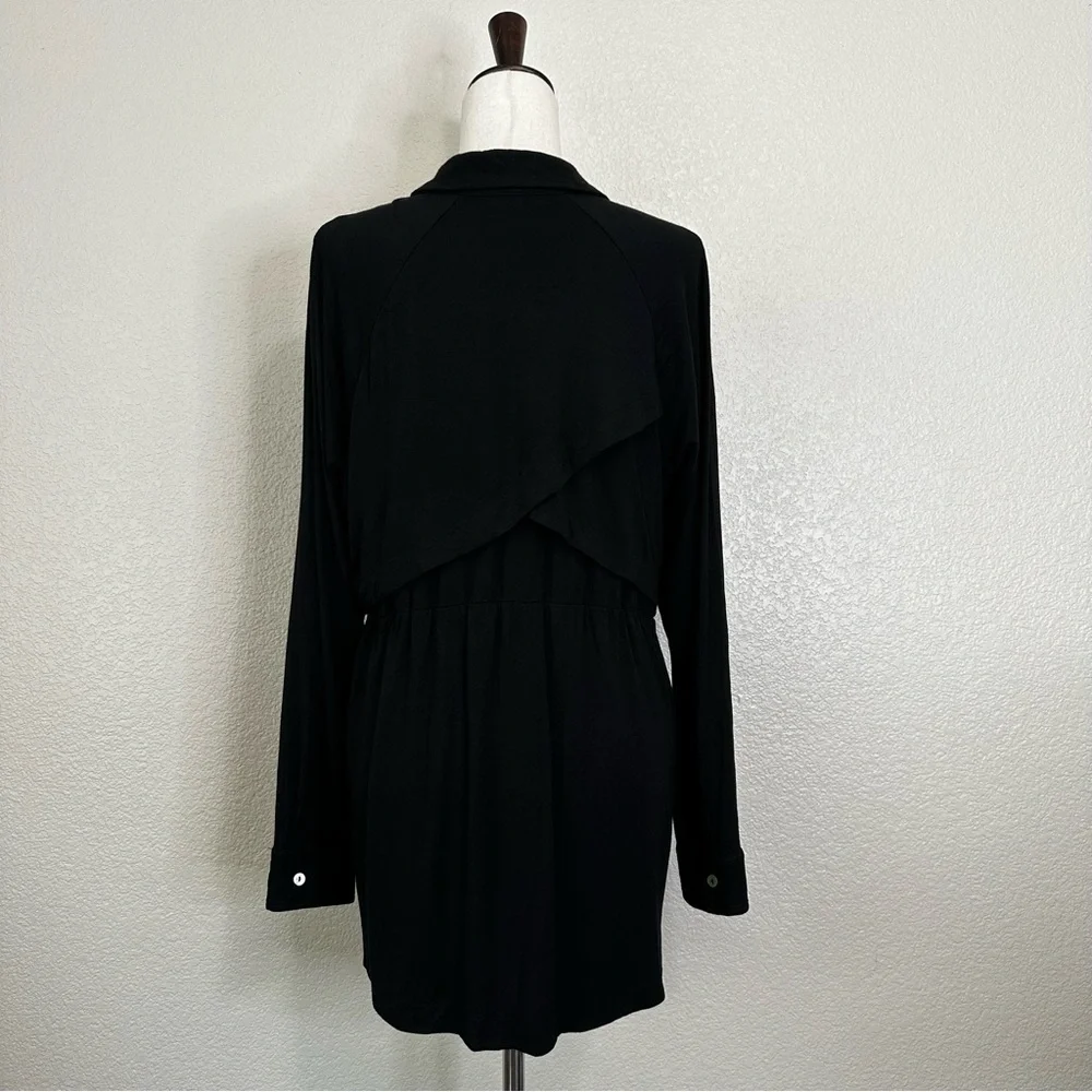 Soft Surroundings Black Criss-Cross Back Button Down Tunic Shirt, Sz Medium - Picture 8 of 13